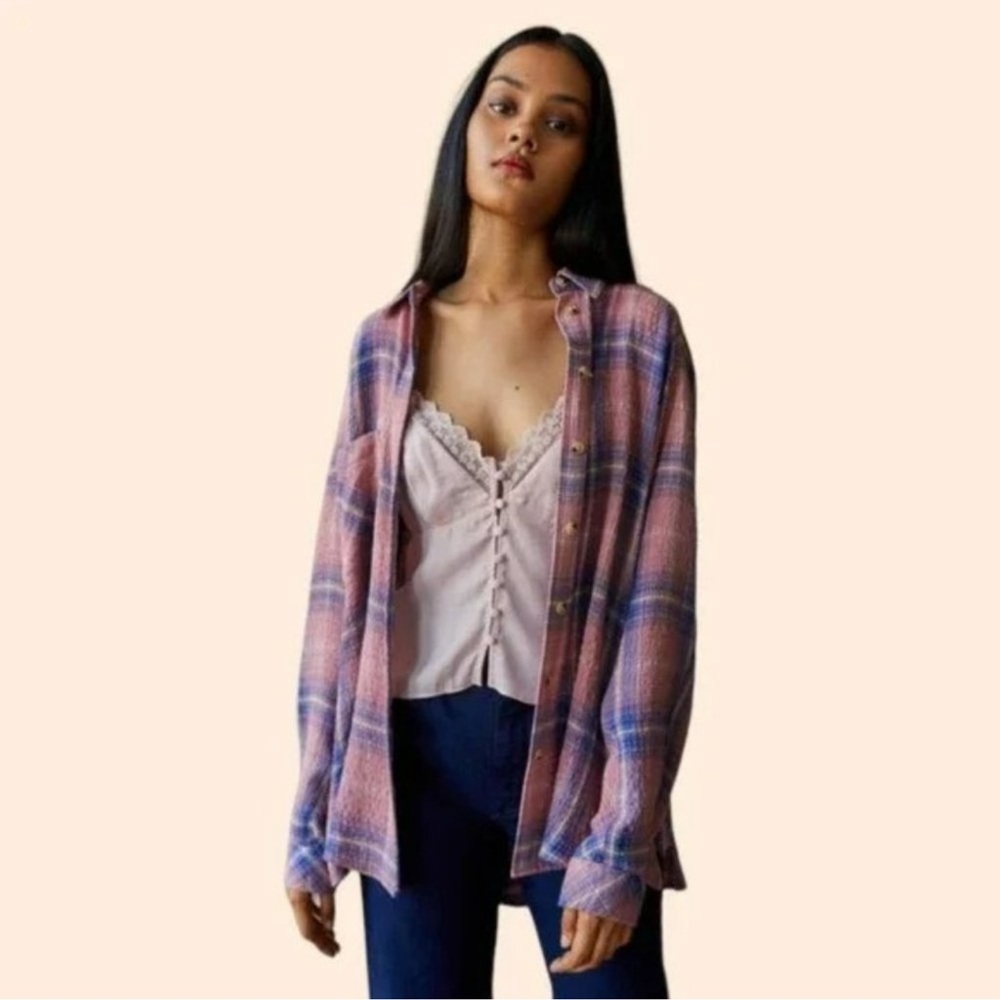 BDG Urban Outfitters Keanu Button Down Shirt Pink Oversized